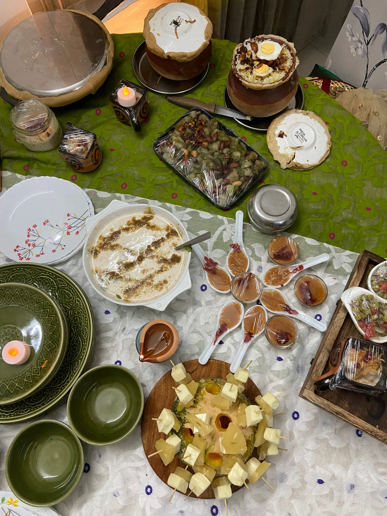 A home-cooked spread laid out on the lawn